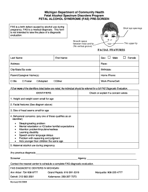 Fetal Alcohol Syndrome Pre-Screen Form