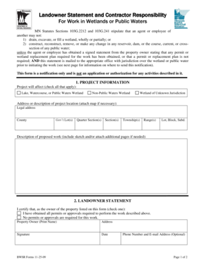 Landowner Statement and Contractor Responsibility Form