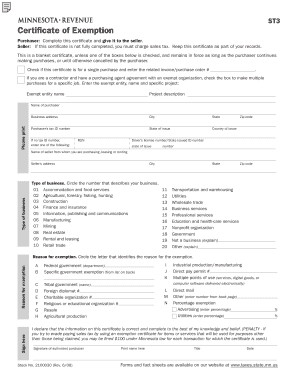 Minnesota Certificate of Exemption