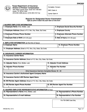 Texas Workers' Compensation Designated Doctor Examination Request