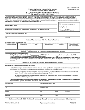 Floodproofing Certificate for Non-Residential Structures