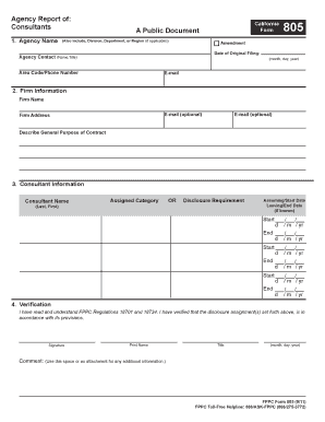 California Consultant Disclosure Form 805