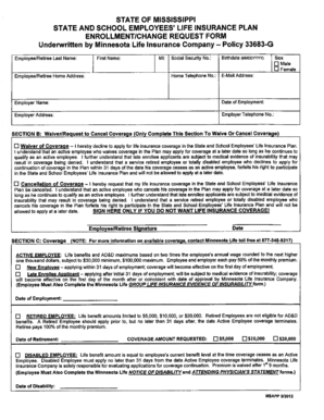 Mississippi State and School Employees' Life Insurance Enrollment Form