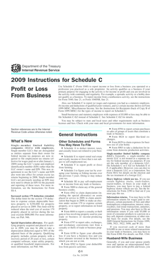 2009 Instructions for Schedule C