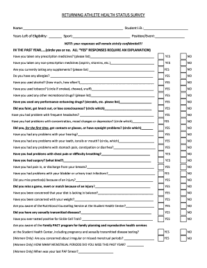 Returning Athlete Medical Clearance Forms
