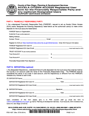 San Diego Financially Responsible Party Form