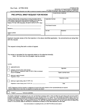 USPTO Pre-Appeal Brief Request for Review