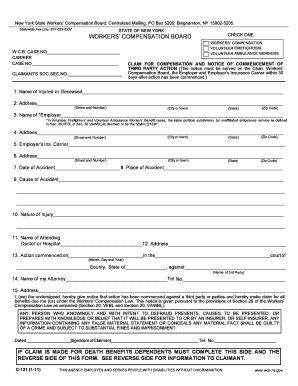 New York Workers' Compensation Claim Form