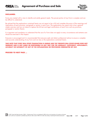 Agreement of Purchase and Sale Toronto