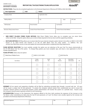 Kentucky Motor Fuel Tax Electronic Filing Application