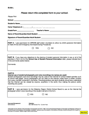 Student Personal Information Release Form