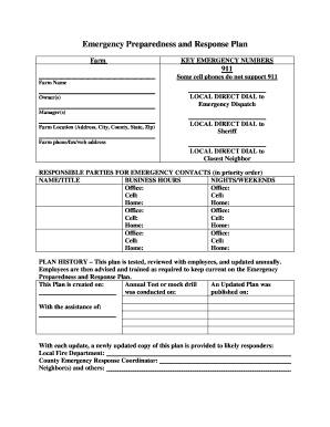 Farm Emergency Preparedness and Response Plan