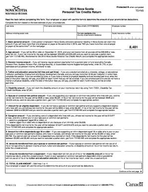 Nova Scotia Personal Tax Credits Return TD1NS