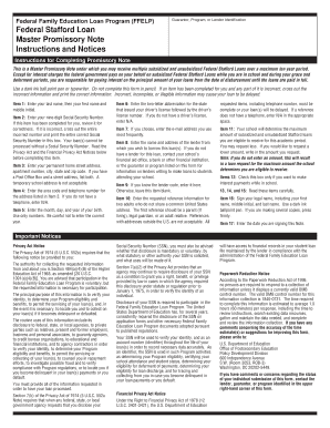 Federal Stafford Loan Master Promissory Note