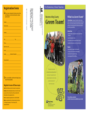 Green Team Registration Form for Elementary School Teachers