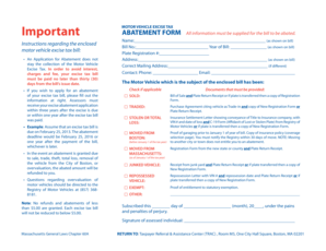 Motor Vehicle Excise Tax Abatement Form