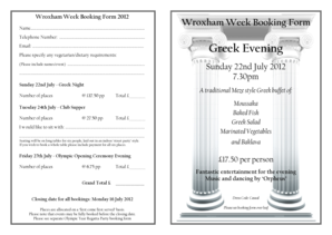 WW Booking form 2012