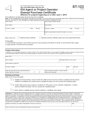 New York State Sales and Use Tax ST-123