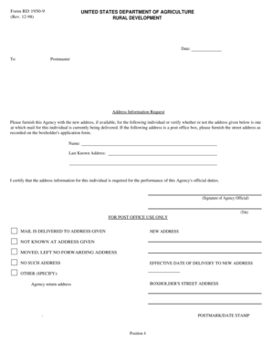 USDA Address Information Request Form