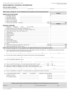 California Supplemental Financial Information Form
