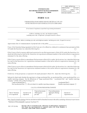 Form S-11 for Real Estate Securities Registration
