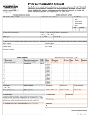 MassHealth Prior Authorization Request