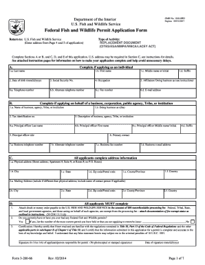 Federal Fish and Wildlife Permit Application Form