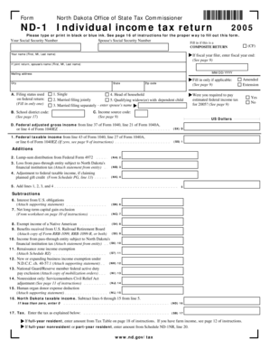 North Dakota Individual Income Tax Return 2005