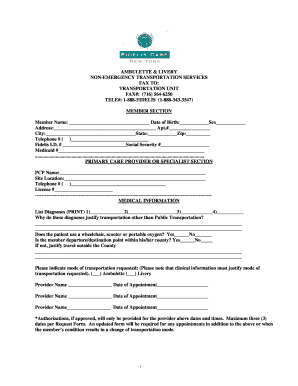 Non-Emergency Medical Transportation Request Form