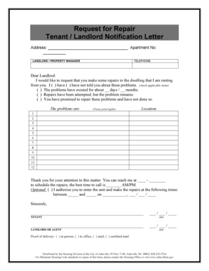 Tenant Repair Request Letter