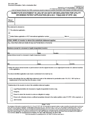 Substitute Statement for Patent Application