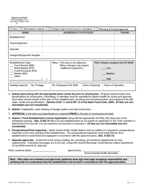 Food Establishment Plan Review Form