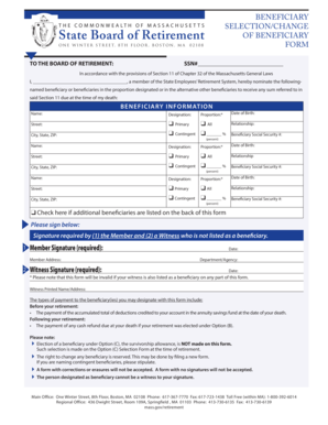 Massachusetts Beneficiary Selection Form