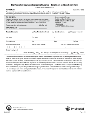 Prudential Insurance Enrollment and Beneficiary Form