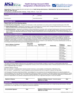 Health Savings Account Beneficiary Designation Form