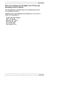 2015 Alberta Court Calendar