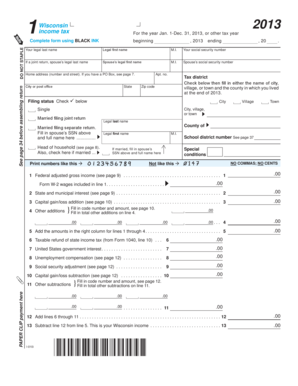 Wisconsin 2013 Income Tax Form