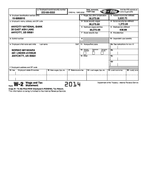 IRS Form W-2 Wage and Tax Statement