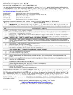 Washington State Domestic Brewery Tax Report