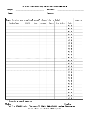 USBC Mug/Towel Award Submission Form