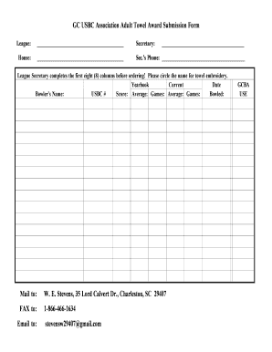 USBC Adult Towel Award Submission Form