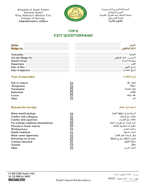 Saudi Arabia Exit Questionnaire