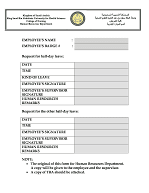 Employee Half-Day Leave Request Form