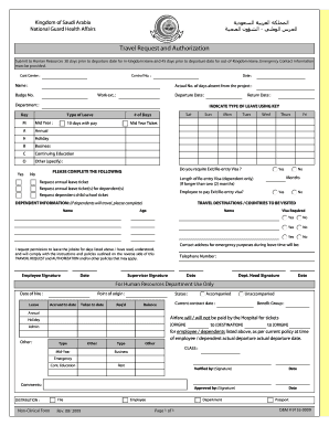 Saudi Arabia National Guard Travel Request and Authorization