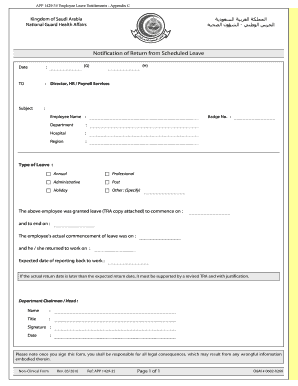 Notification of Return from Scheduled Leave