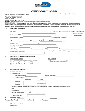 Miami-Dade Small Business Enterprise Certification Application