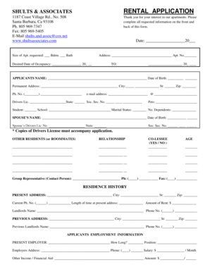 Rental Application Form