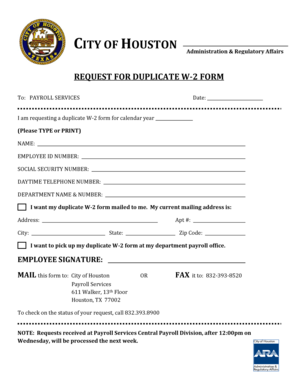 Request for Duplicate W-2 Form