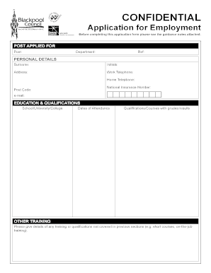 UK Employment Application Form