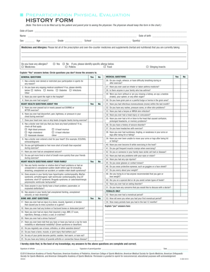 Preparticipation Physical Evaluation Form